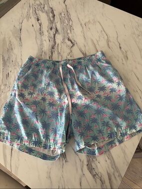 Chubbies Aqua and Pink Palm-Pattern Swim Shorts - Discontinued Design